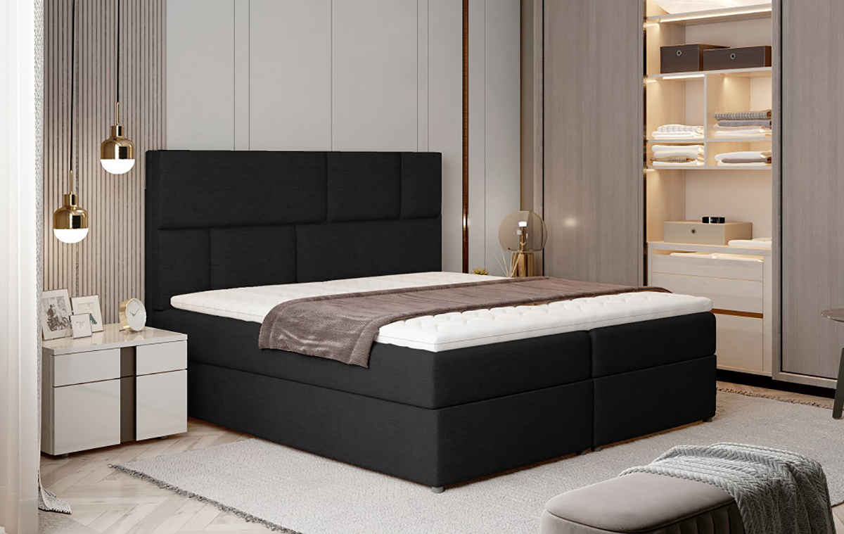 NABBI Ferine 165 čalúnená manželská posteľ s úložným priestorom čierna (Sawana 14)