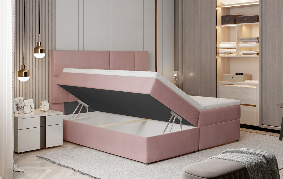 NABBI Ferine 165 čalúnená manželská posteľ s úložným priestorom sivá (Berlin 01)