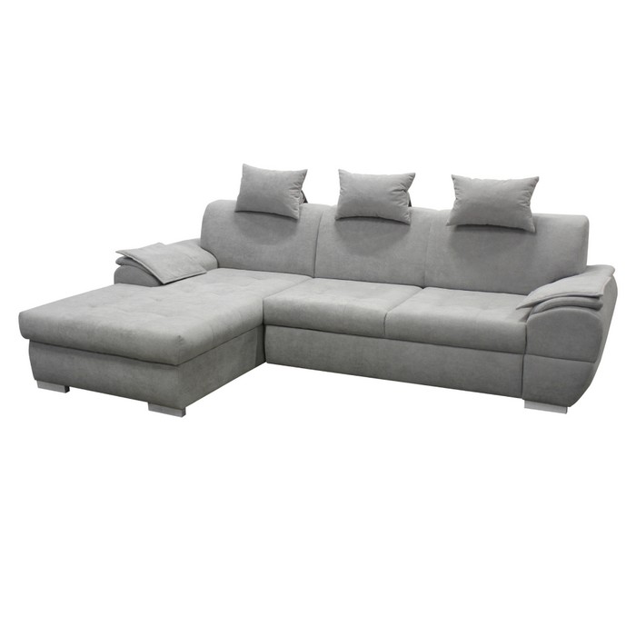 KONDELA Flosy Roh L rohová sedačka s rozkladom a úložným priestorom sivá