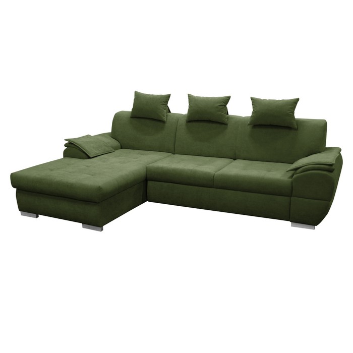 KONDELA Flosy Roh L rohová sedačka s rozkladom a úložným priestorom zelená