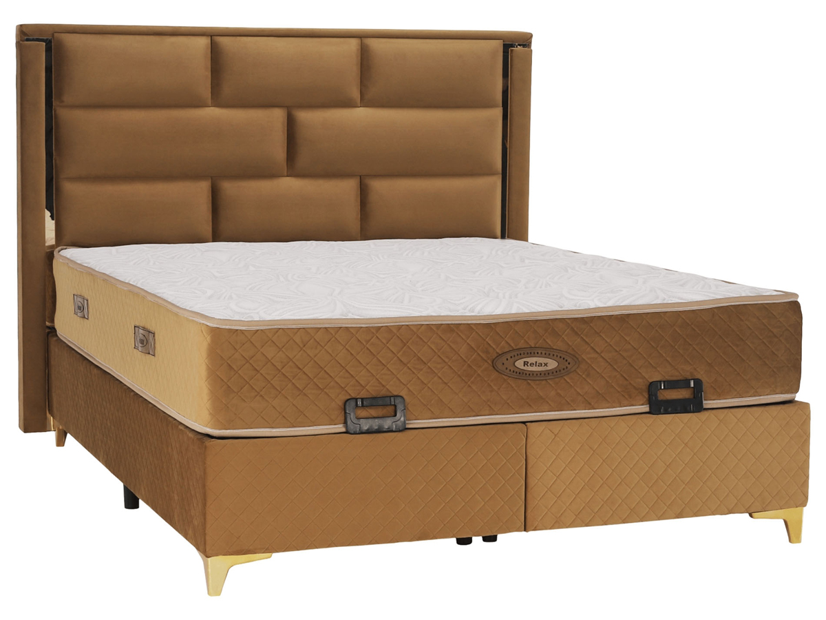 KONDELA Goldbia boxspringová manželská posteľ 160x200 cm svetlohnedá