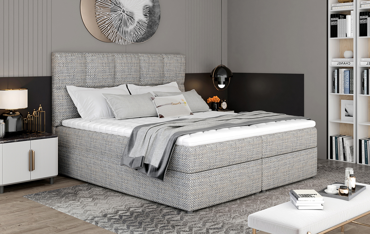 NABBI Grosio 145 čalúnená manželská posteľ s úložným priestorom sivá (Berlin 01)