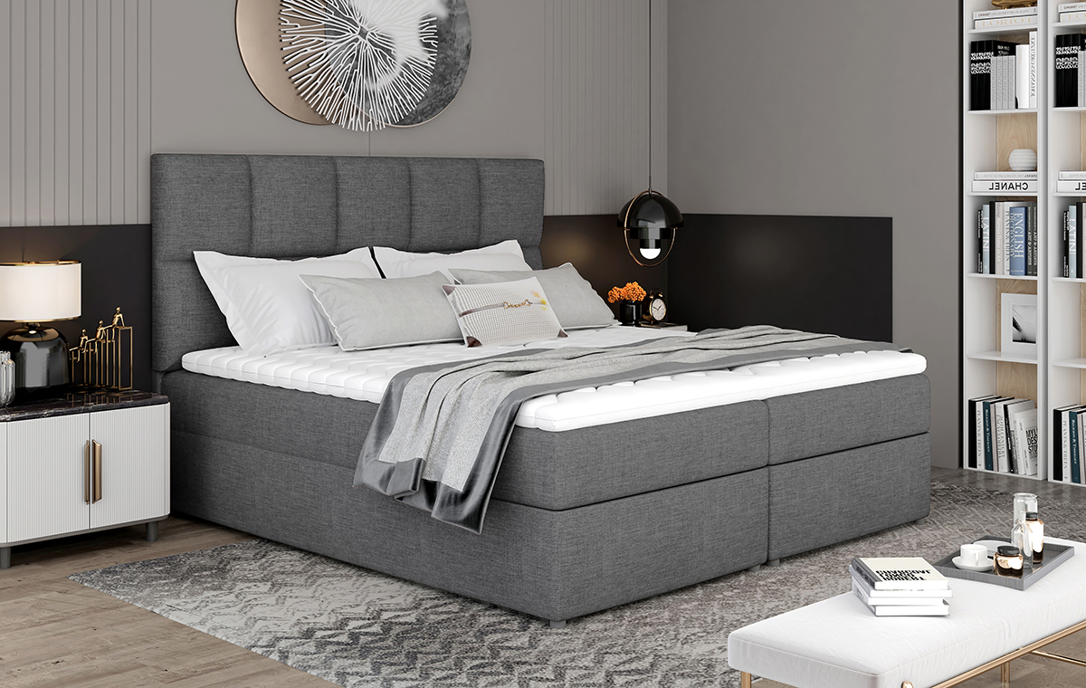 NABBI Grosio 145 čalúnená manželská posteľ s úložným priestorom sivá (Sawana 05)