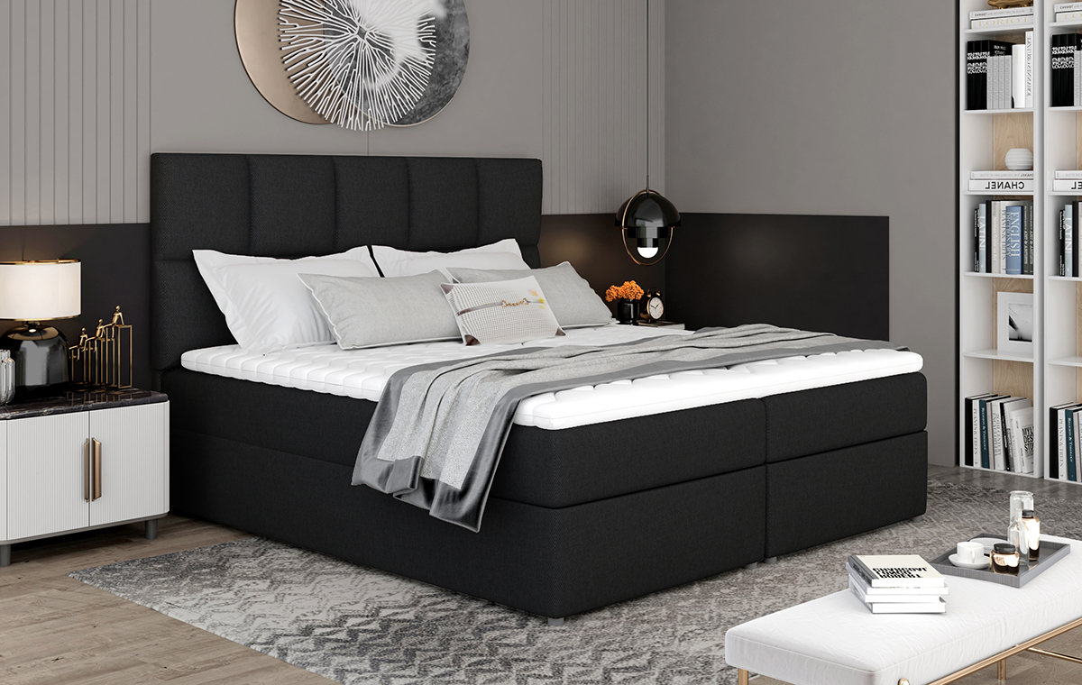 NABBI Grosio 165 čalúnená manželská posteľ s úložným priestorom čierna (Sawana 14)