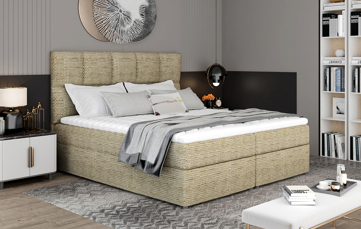NABBI Grosio 185 čalúnená manželská posteľ s úložným priestorom cappuccino