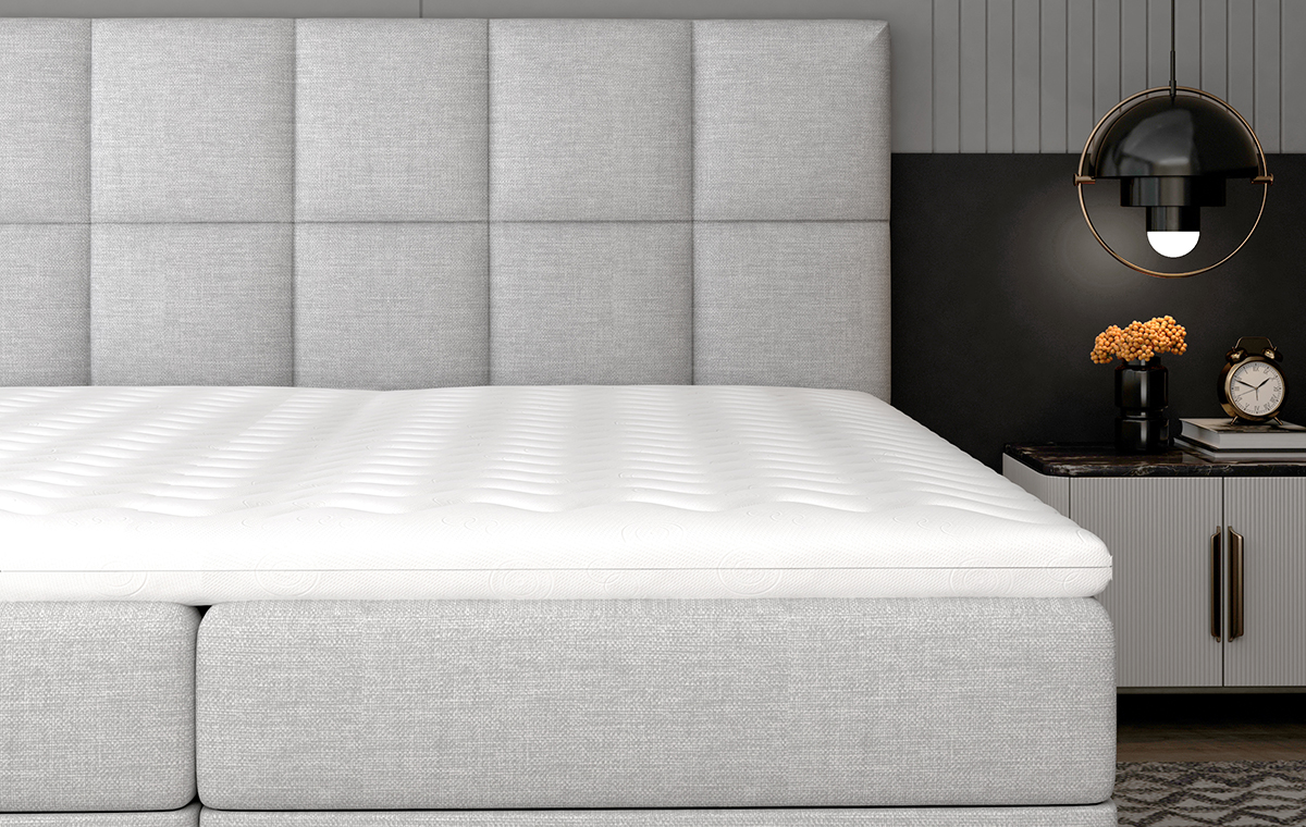 NABBI Grosio 145 čalúnená manželská posteľ s úložným priestorom biela