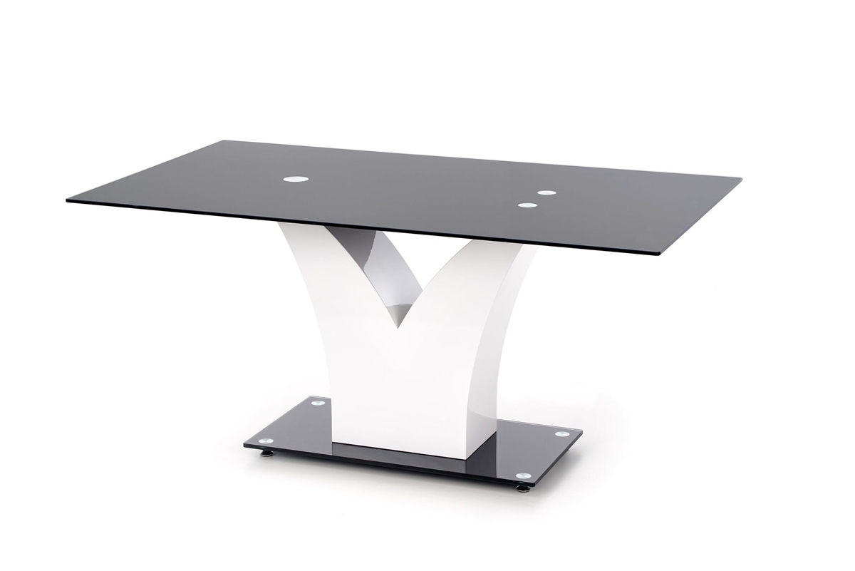 HALMAR Vesper sklenený jedálenský stôl čierna / biely lesk