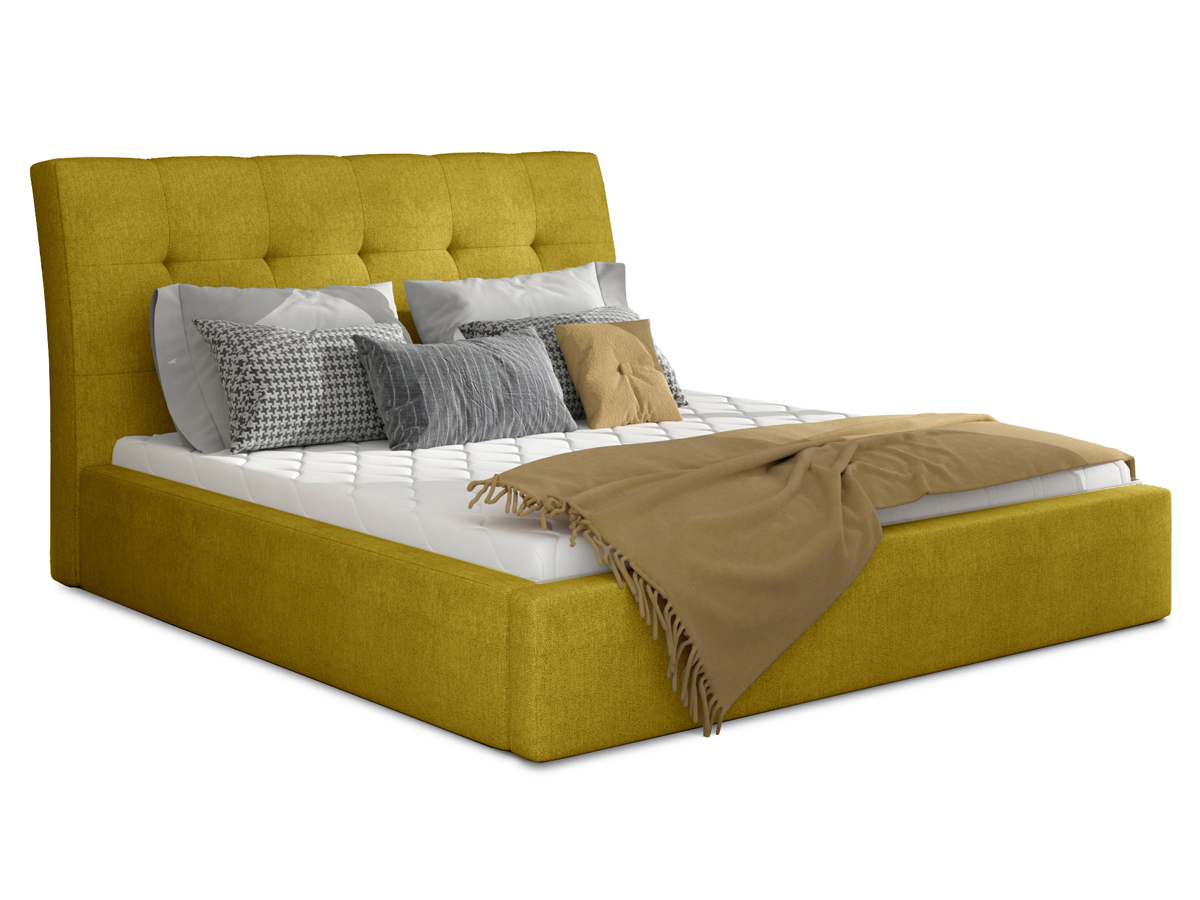 NABBI Ikaria UP 180 čalúnená manželská posteľ s roštom žltá