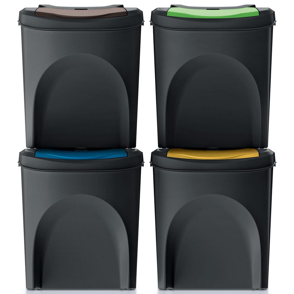NABBI IKWB25S4 odpadkový kôš na triedený odpad (4 ks) 25 l čierna / kombinácia farieb