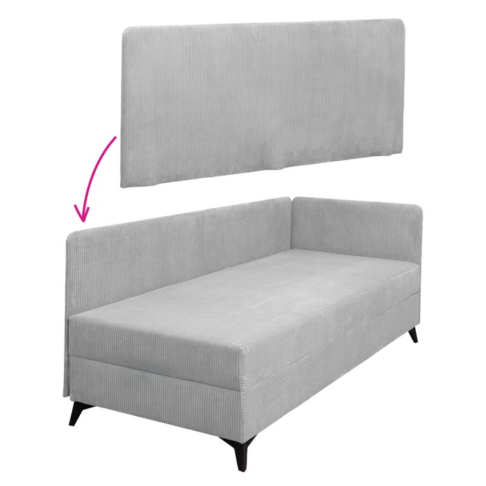 KONDELA Isib bočnica k jednolôžkovej posteli (váľande) svetlosivá