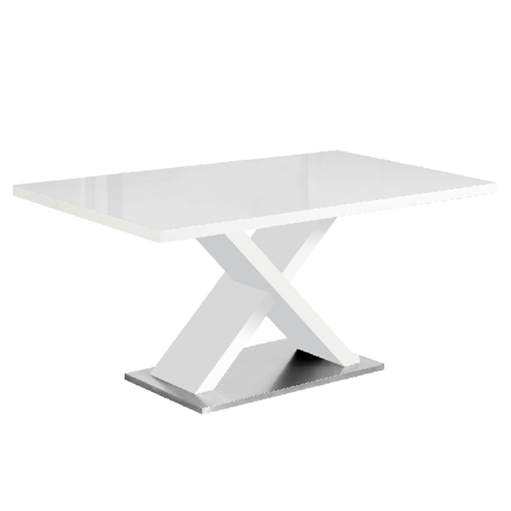KONDELA Farnel jedálenský stôl biela / biely lesk