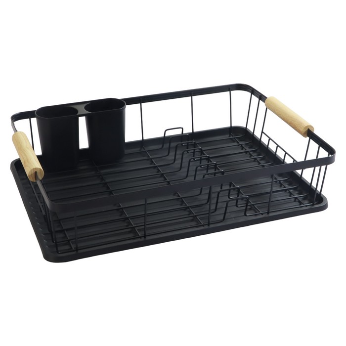 KONDELA Kometa odkvapkávač na riad čierna