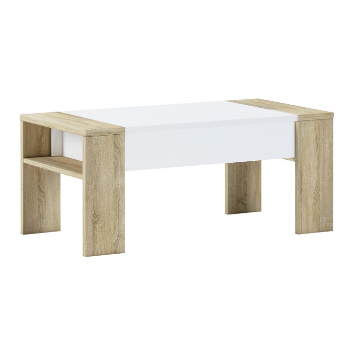 KONDELA Pula konferenčný stolík s úložným priestorom dub sonoma / biela