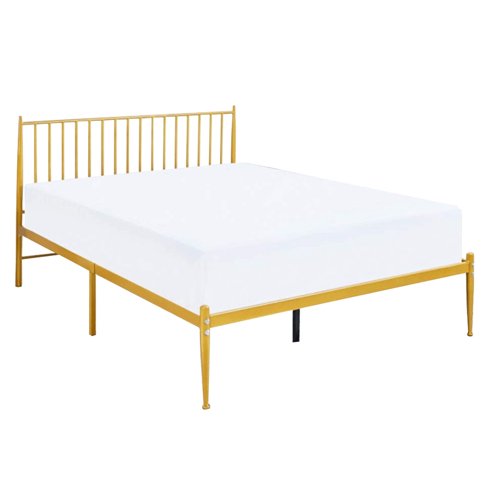 KONDELA Zahara kovová manželská posteľ s roštom zlatá