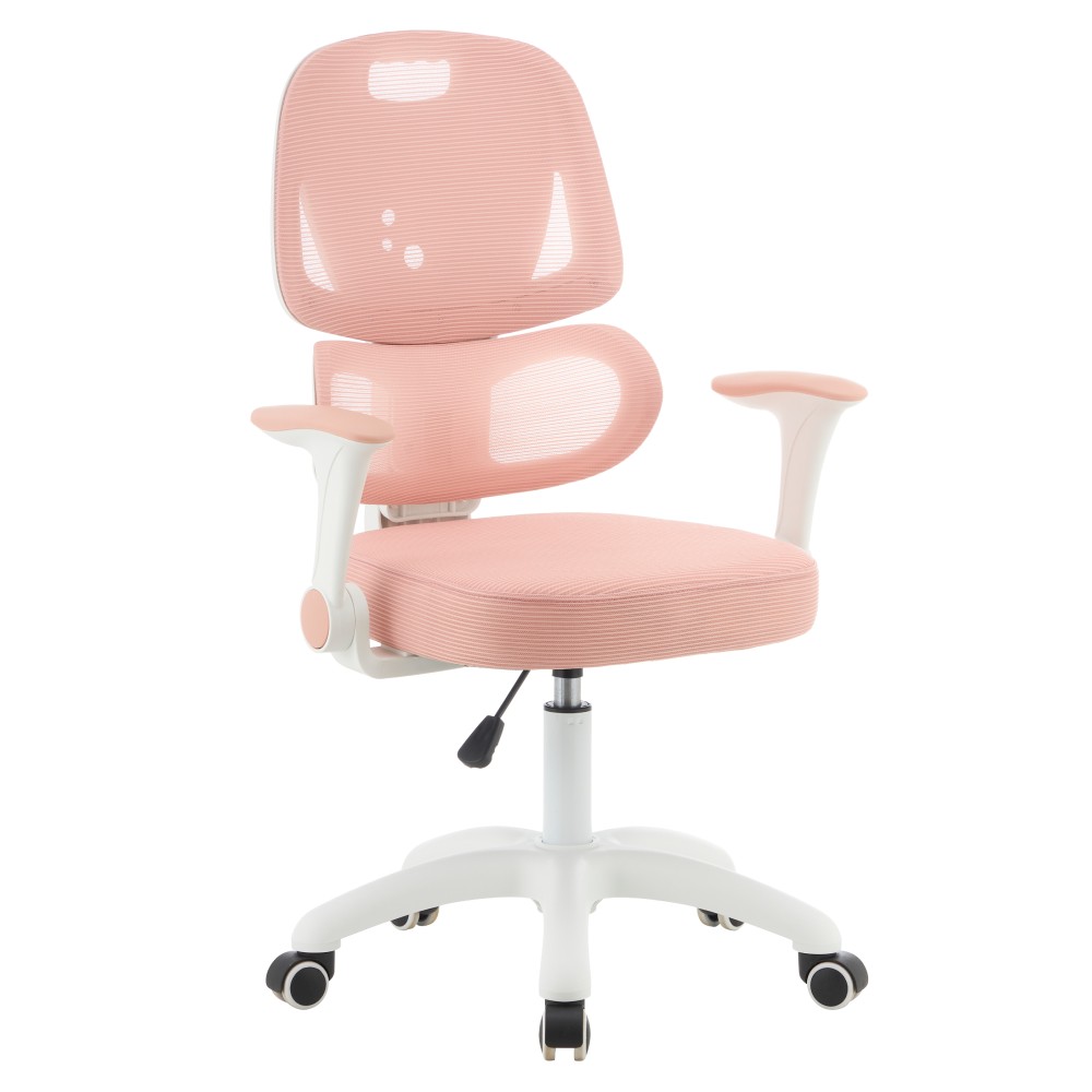 KONDELA Lister detská stolička na kolieskach ružová / biela