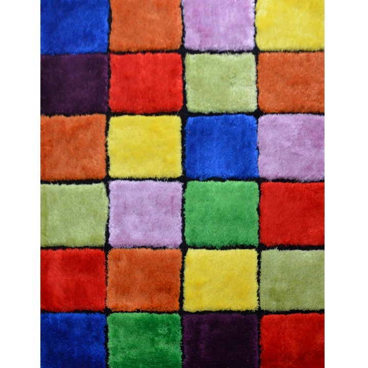 KONDELA Ludvig Typ 4 koberec 100x140 cm červená / zelená / žltá / fialová