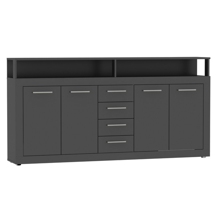 KONDELA Lunysa štvordverová komoda so zásuvkami grafit