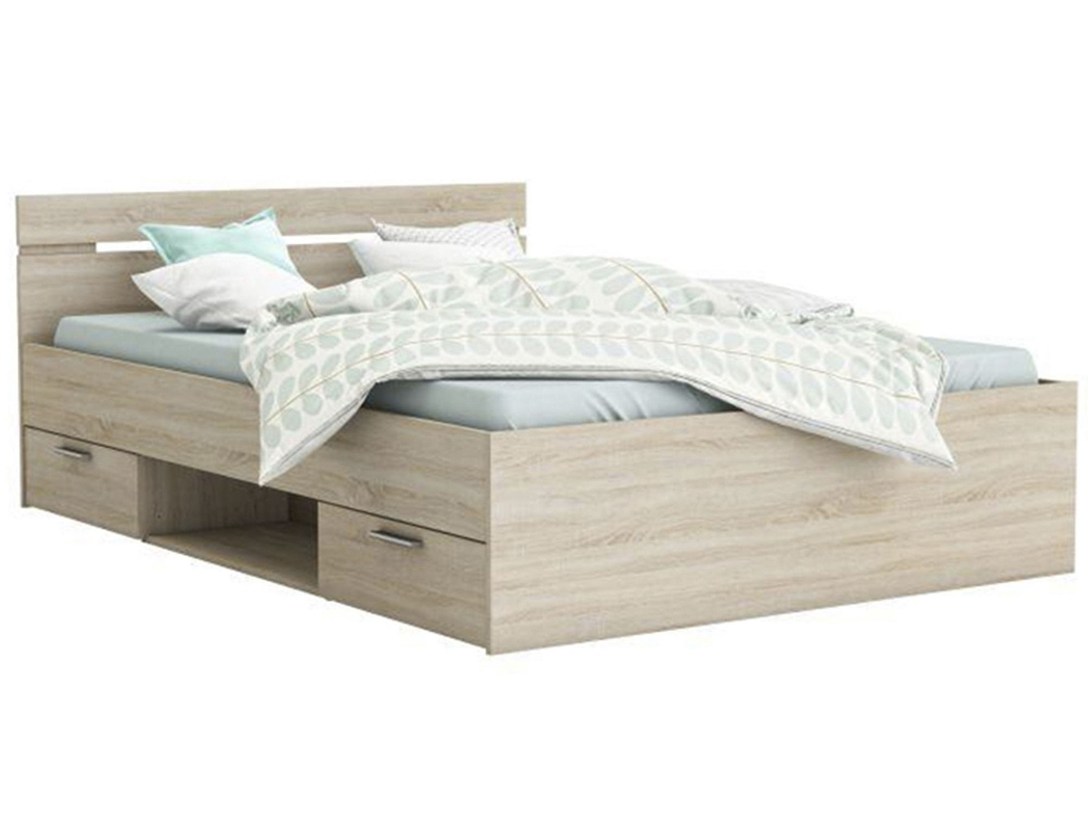 KONDELA Michigan New 140 manželská posteľ s úložným priestorom dub sonoma