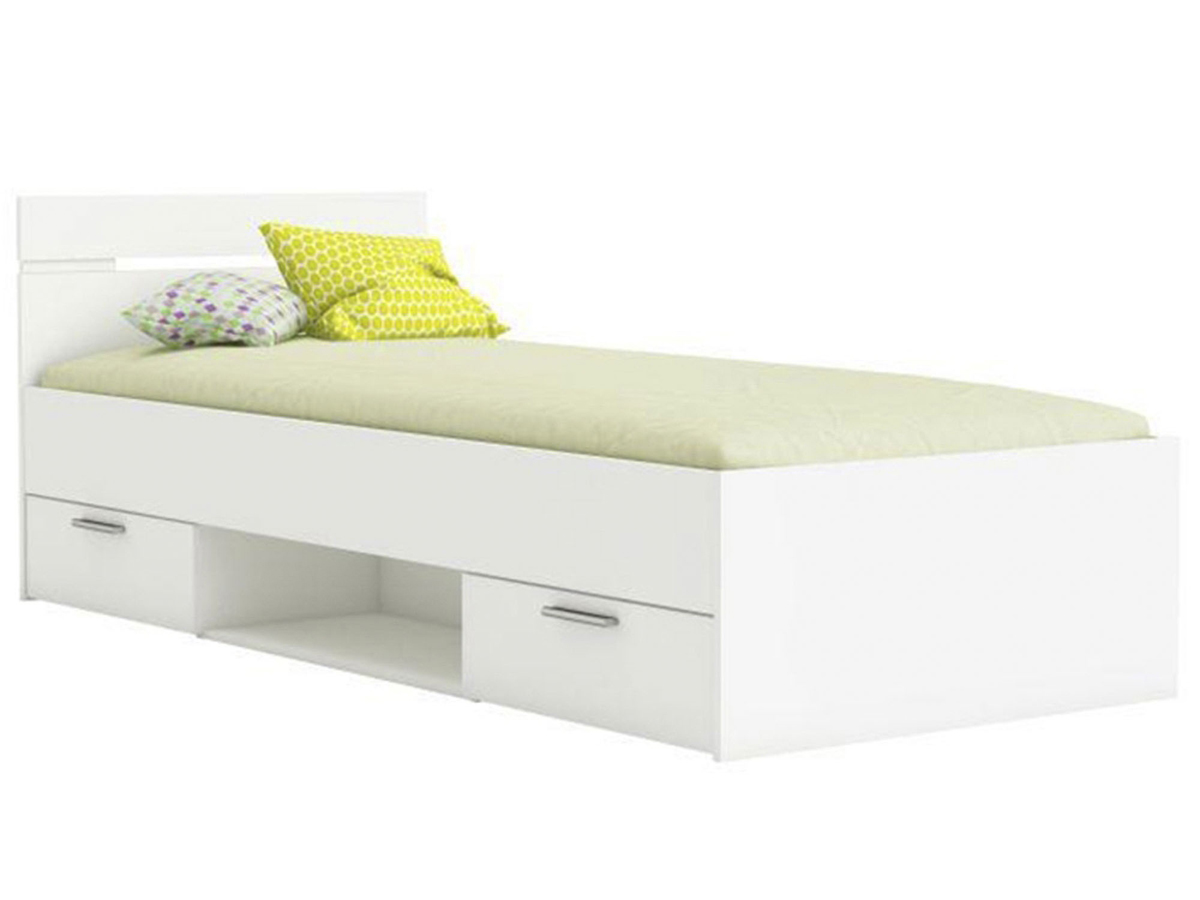 KONDELA Michigan New 90 jednolôžková posteľ s úložným priestorom biela