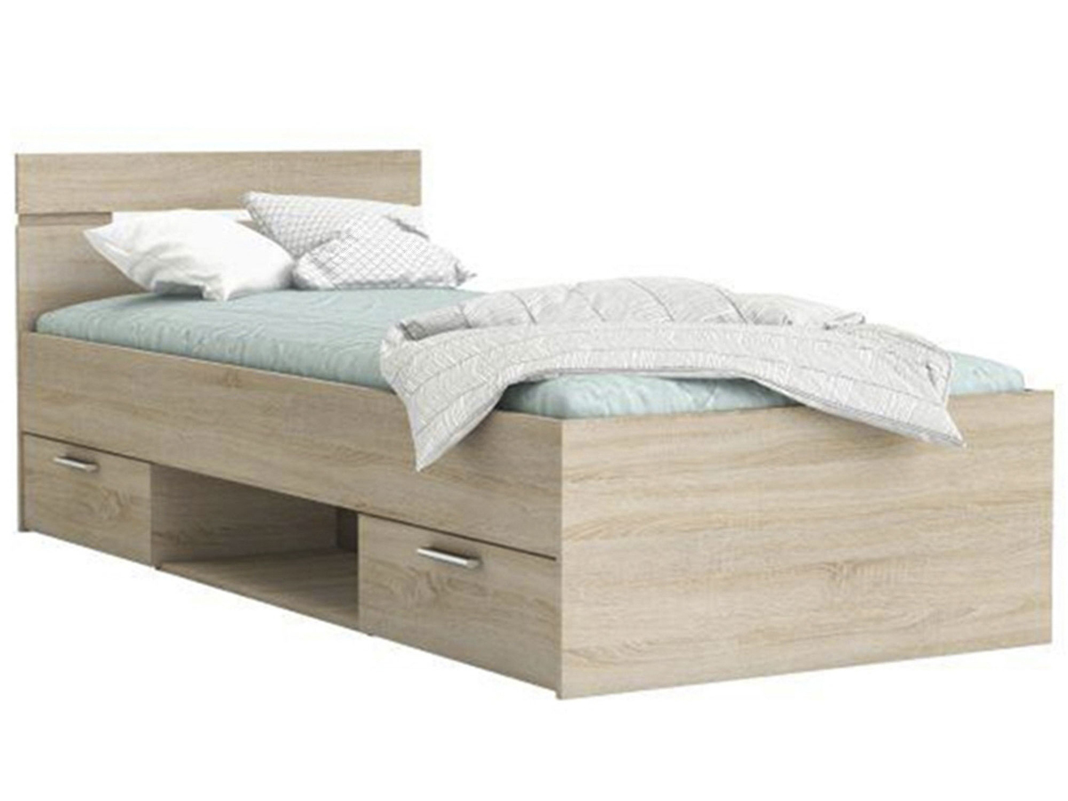 KONDELA Michigan New 90 jednolôžková posteľ s úložným priestorom dub sonoma