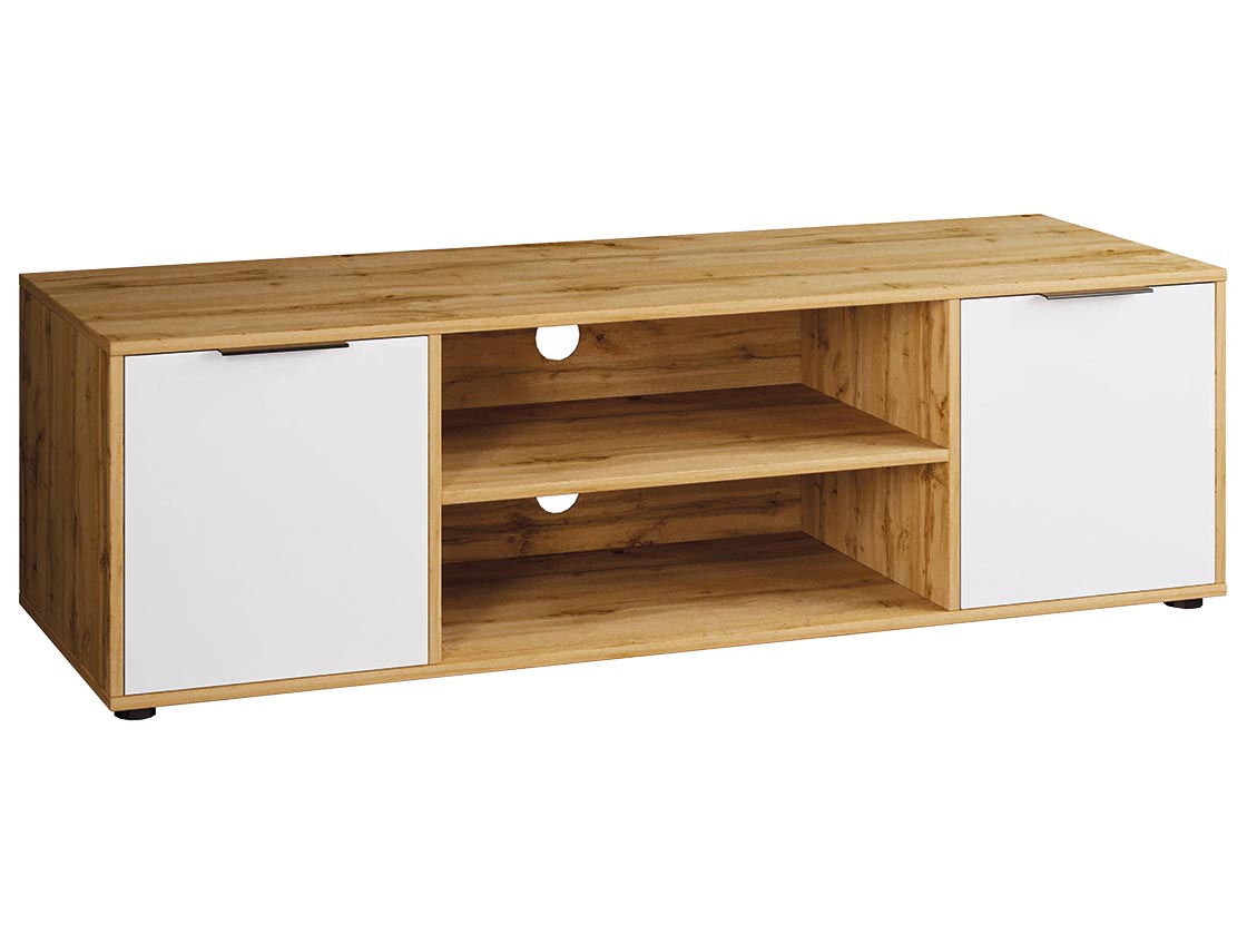 NABBI Neston TV-E-2D tv stolík biela / dub wotan