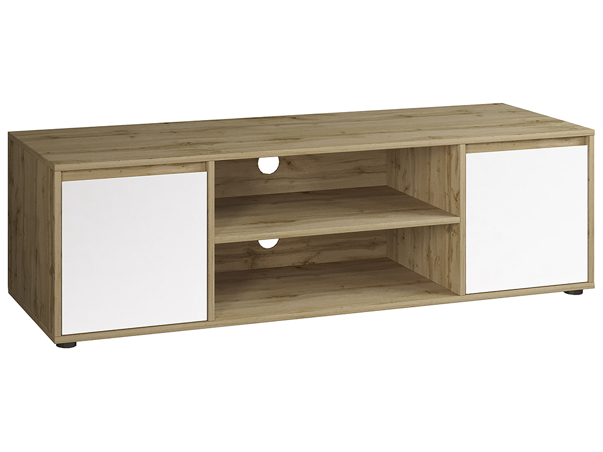 NABBI Norman TV-E-2D tv stolík biela / dub wotan