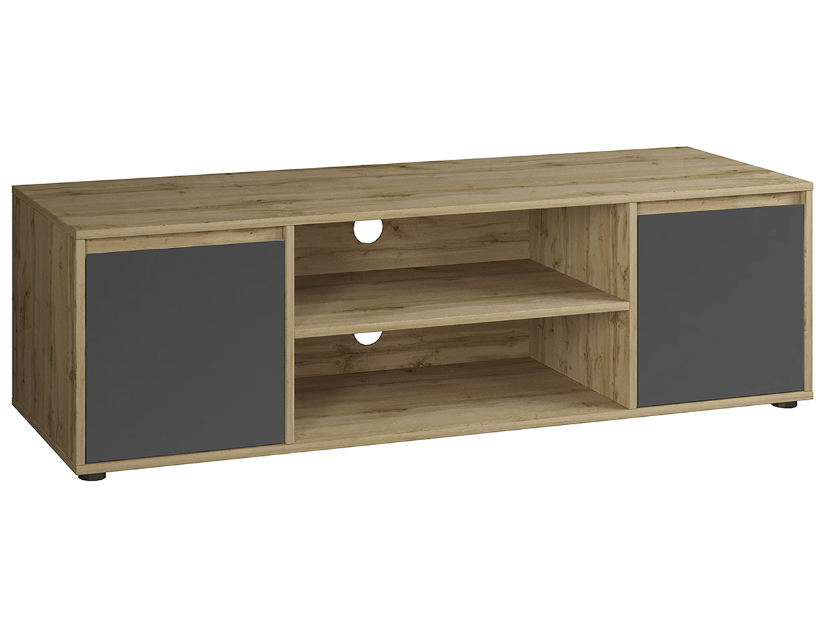 NABBI Norman TV-E-2D tv stolík sivý grafit / dub wotan