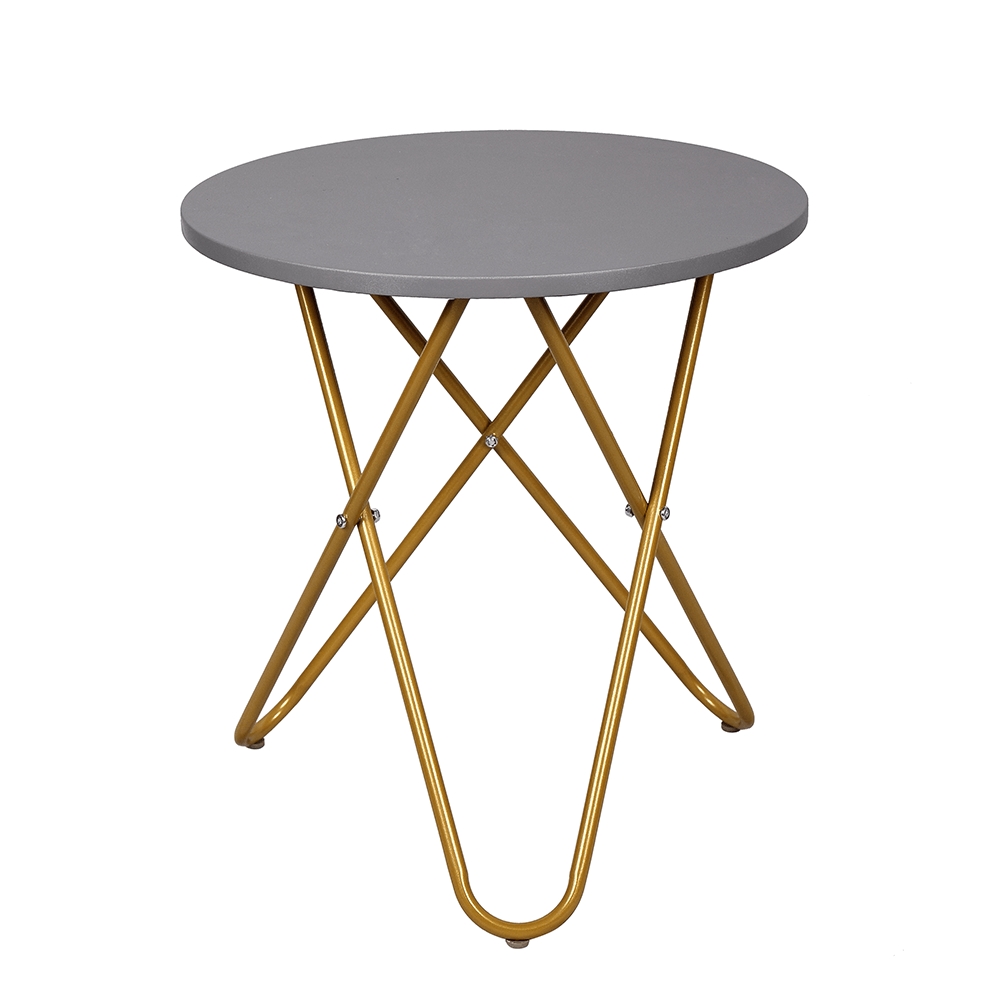 KONDELA Rondel okrúhly príručný stolík sivá / zlatá