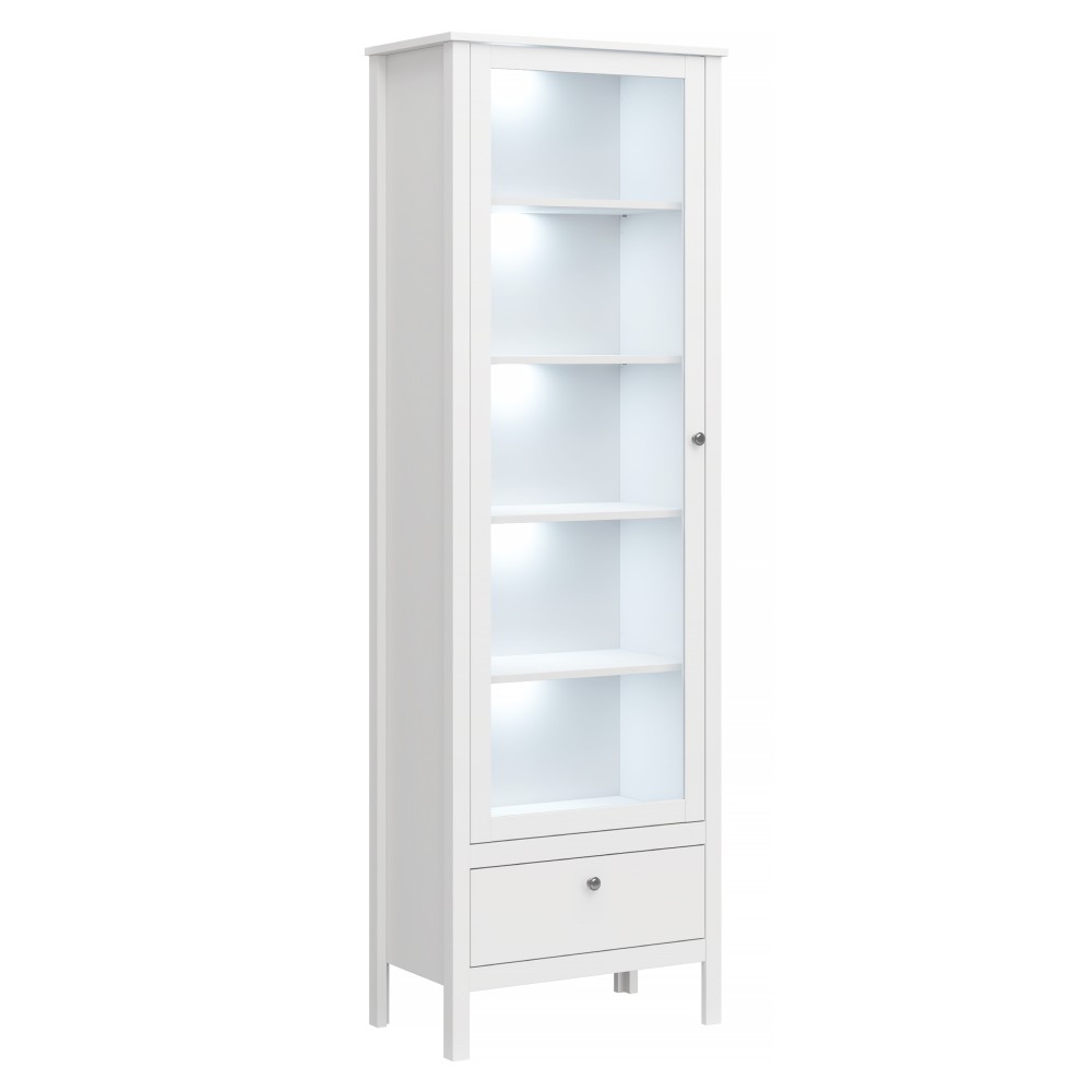 KONDELA Olje 1W1S vitrína biela