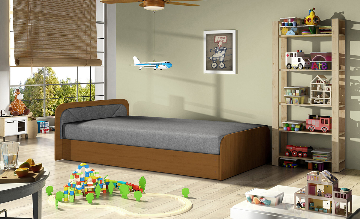 NABBI Pinerolo 80 L jednolôžková posteľ (váľanda) s úložným priestorom sivá
