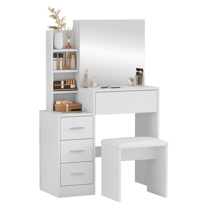 KONDELA Radas toaletný stolík s taburetkou biela