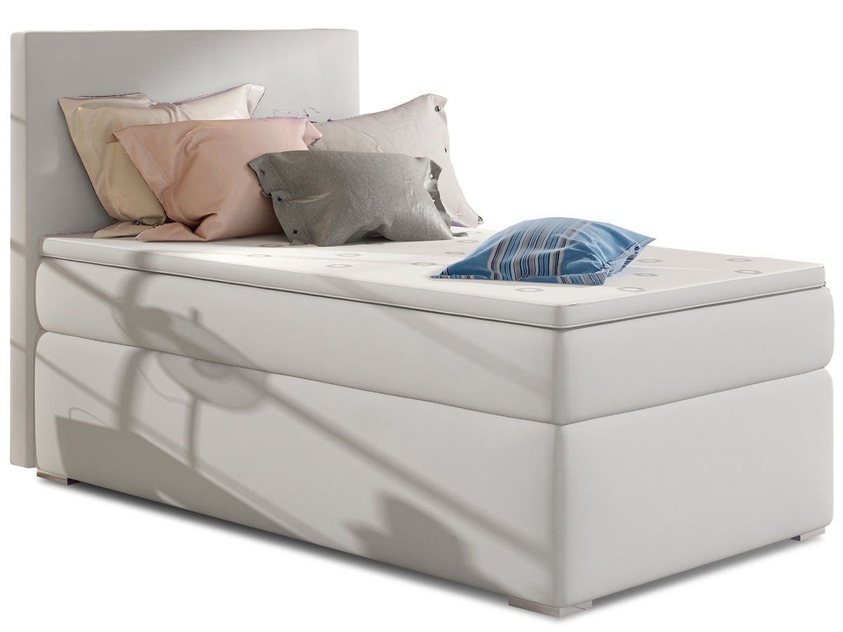 NABBI Rodrigo 90 L čalúnená jednolôžková posteľ s úložným priestorom biela