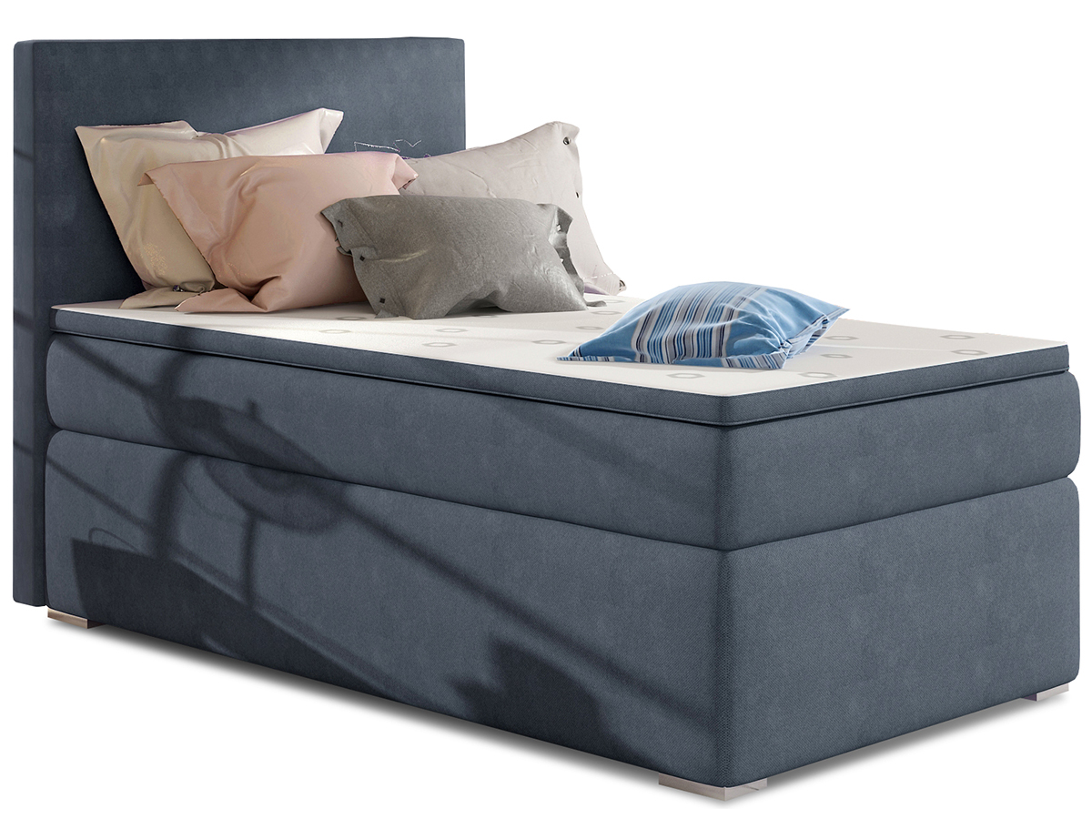 NABBI Rodrigo 90 L čalúnená jednolôžková posteľ s úložným priestorom modrá