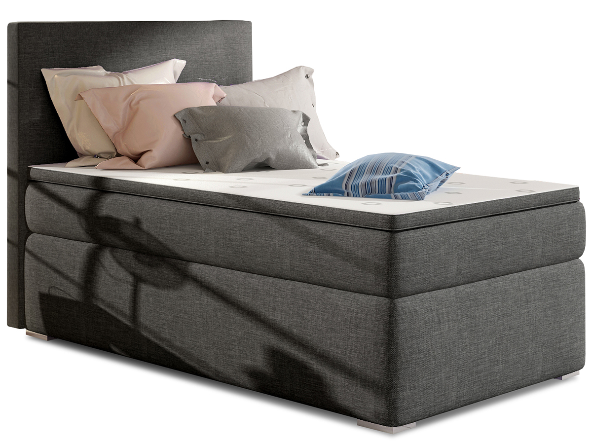 NABBI Rodrigo 90 L čalúnená jednolôžková posteľ s úložným priestorom sivá