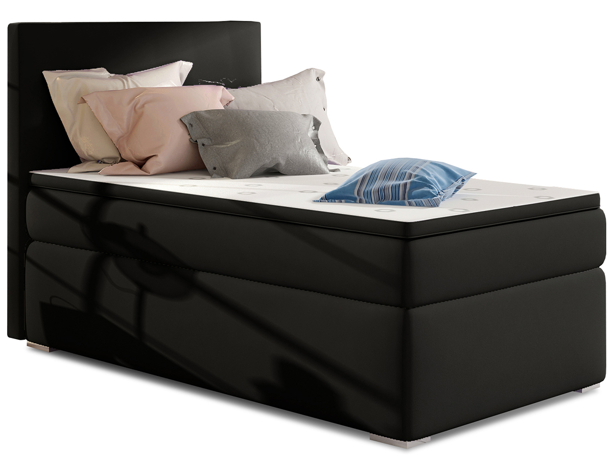 NABBI Rodrigo 90 P čalúnená jednolôžková posteľ s úložným priestorom čierna (Soft 11)
