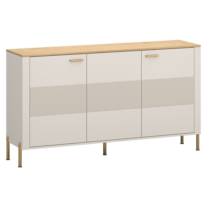 KONDELA Runol 3D trojdverová komoda kašmír / dub kamenný