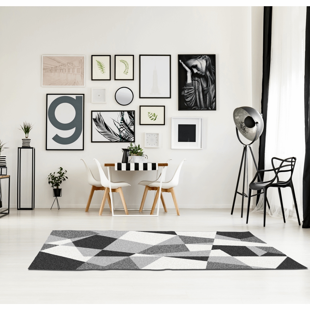KONDELA Sanar koberec 67x120 cm čierna / sivá / biela