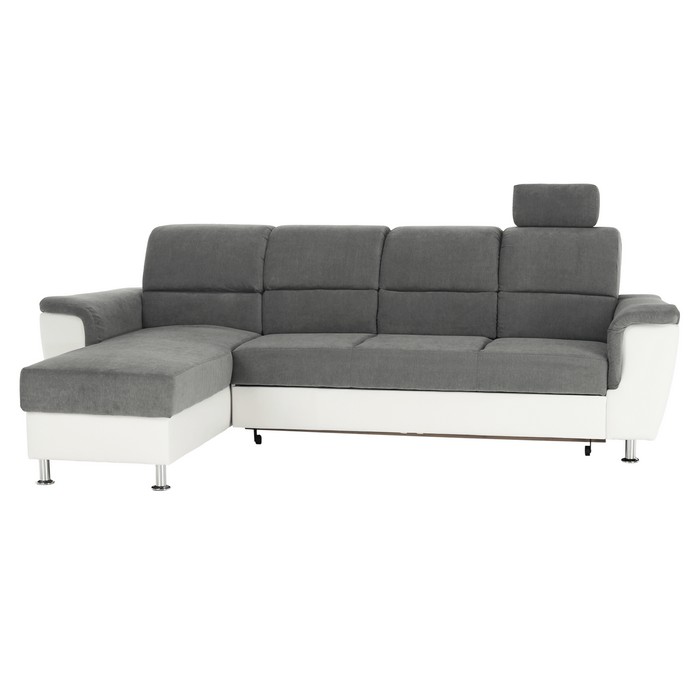 KONDELA Santiago RM L rohová sedačka s rozkladom sivá / biela