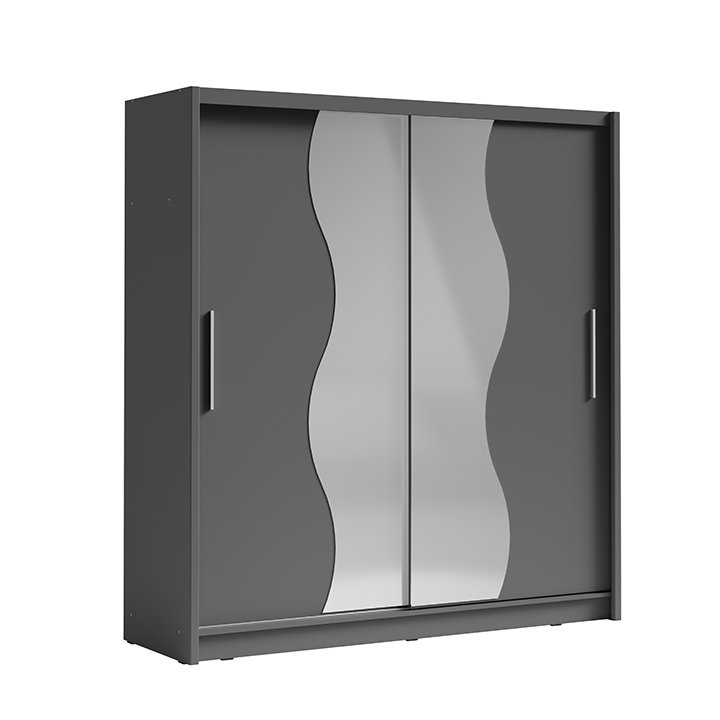 KONDELA Birgamo Typ 1 šatníková skriňa s posuvnými dverami tmavosivý grafit