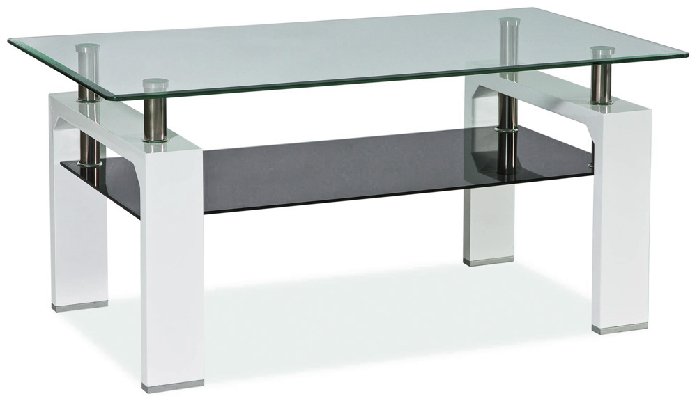SIGNAL Lisa II sklenený konferenčný stolík biela / chrómová / priehľadná