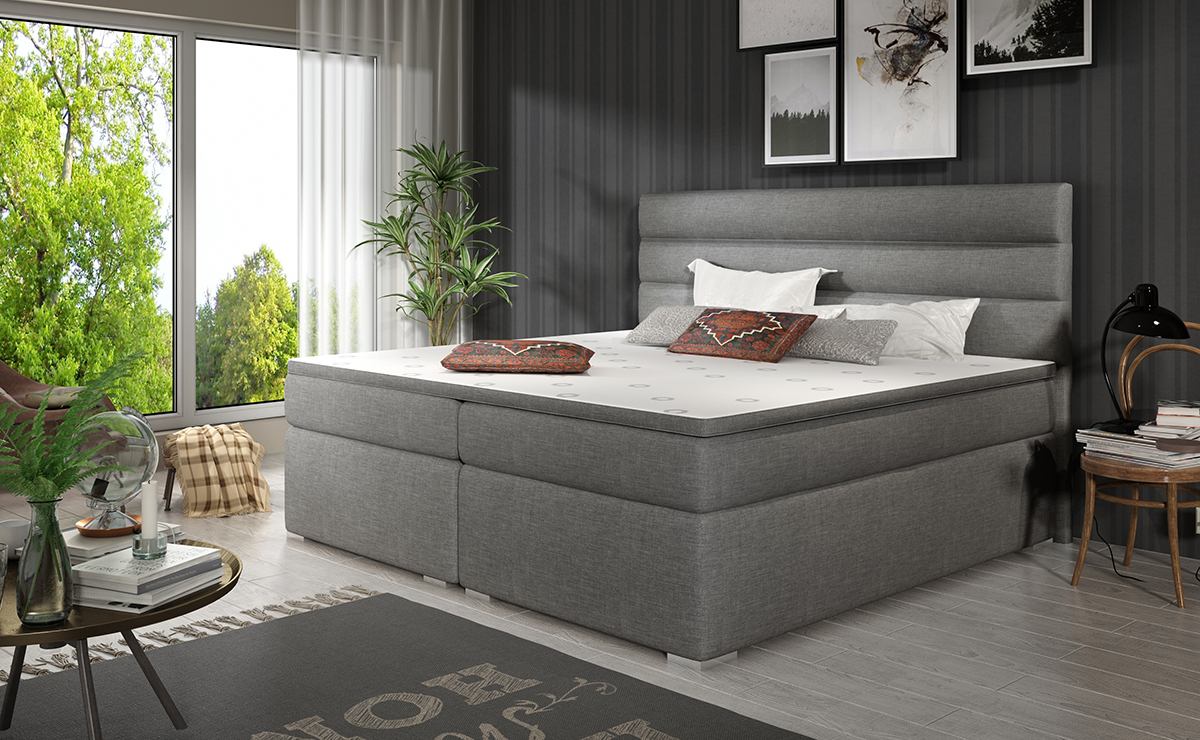 NABBI Spezia 160 čalúnená manželská posteľ s úložným priestorom sivá