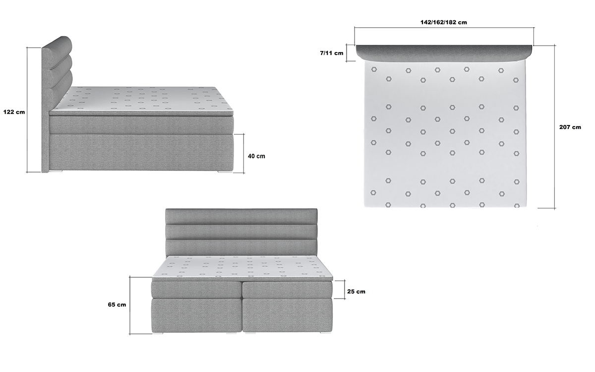 NABBI Spezia 160 čalúnená manželská posteľ s úložným priestorom svetlosivá (Orinoco 21)