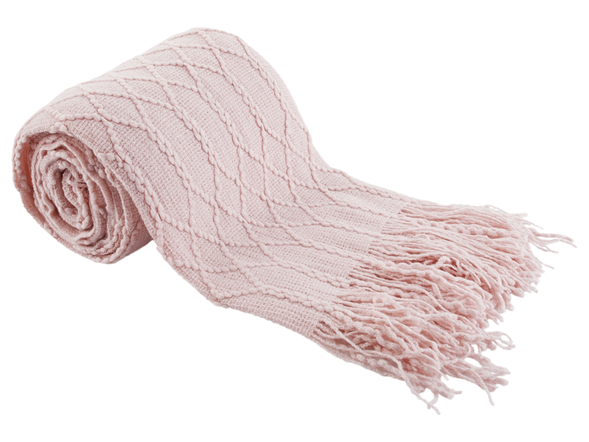 KONDELA Sulia Typ 2 pletená deka so strapcami 150x200 cm svetloružová