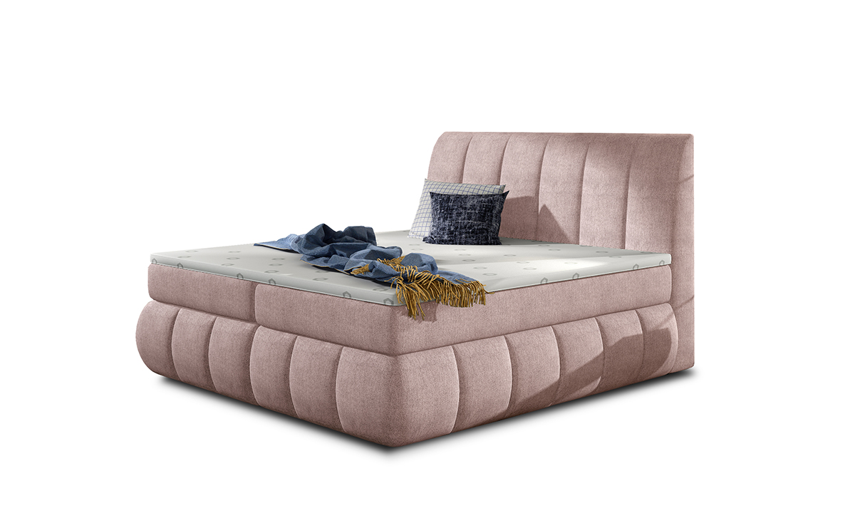 NABBI Vareso 180 čalúnená manželská posteľ s úložným priestorom ružová