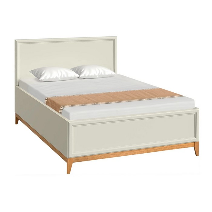 KONDELA Vendy W-17 140 manželská posteľ s roštom kašmmír krémová / dub