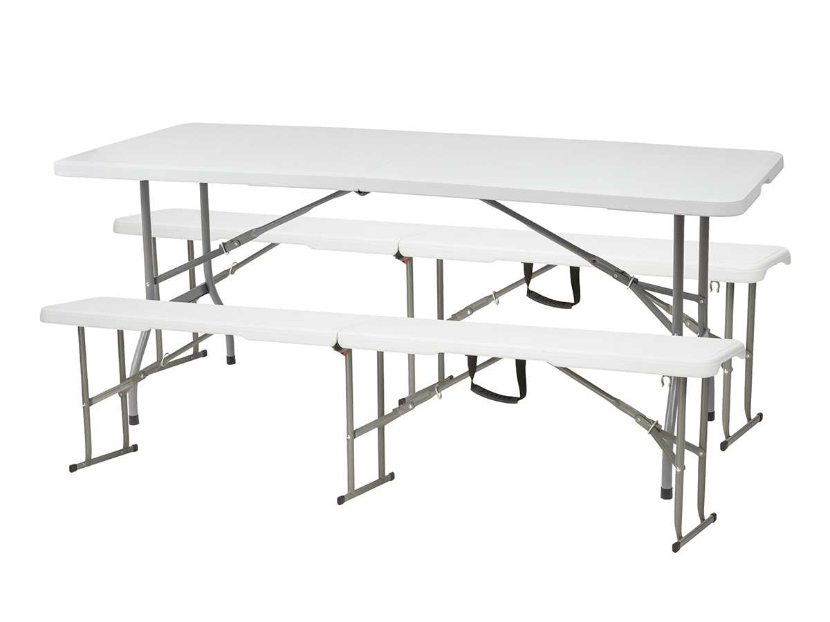 NABBI Vivas 1+2L cateringový skladací set 180x70 cm sivá / biela