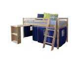 Drevená poschodová posteľ s roštom Alzena 90 - borovica / modrá
