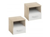 Nočný stolík (2 ks) Gabriela - dub sonoma / biela