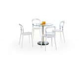 Sklenený jedálenský stôl Cyryl - sklo / mramor / chróm