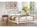 Kovová manželská posteľ s roštom Violetta 160 - biela / čierna
